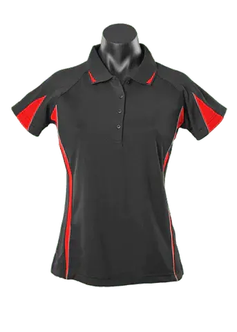 Aussie Pacific Eureka Ladies Polo Shirt 2304 Casual Wear Aussie Pacific Black/Red/Ashe 8